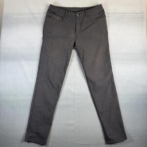 Lululemon ABC Pants Mens 34 Gray Tech Canvas Skinny Performanc 5 Pocket LM5983S